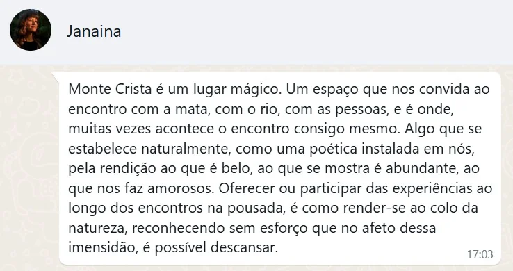 Depoimento de Janaina sobre Monte Crista