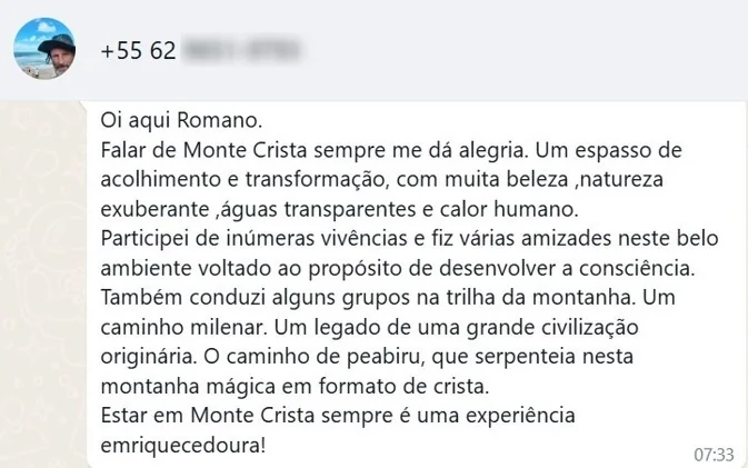 Depoimento de Romano sobre Monte Crista